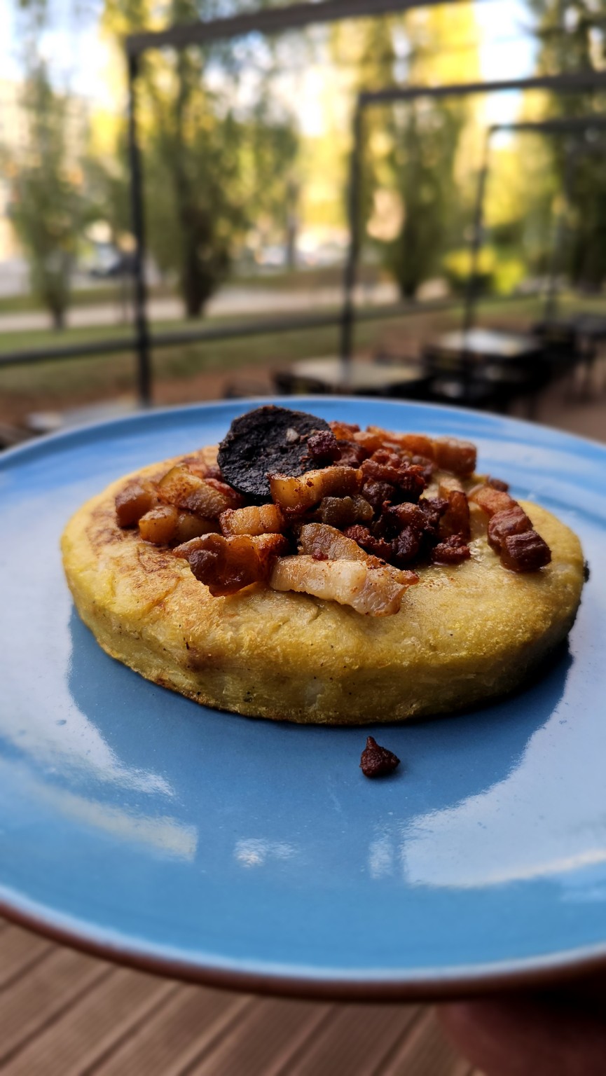 Trinxat amb cansalada i botifarra negra del Parc Cafè