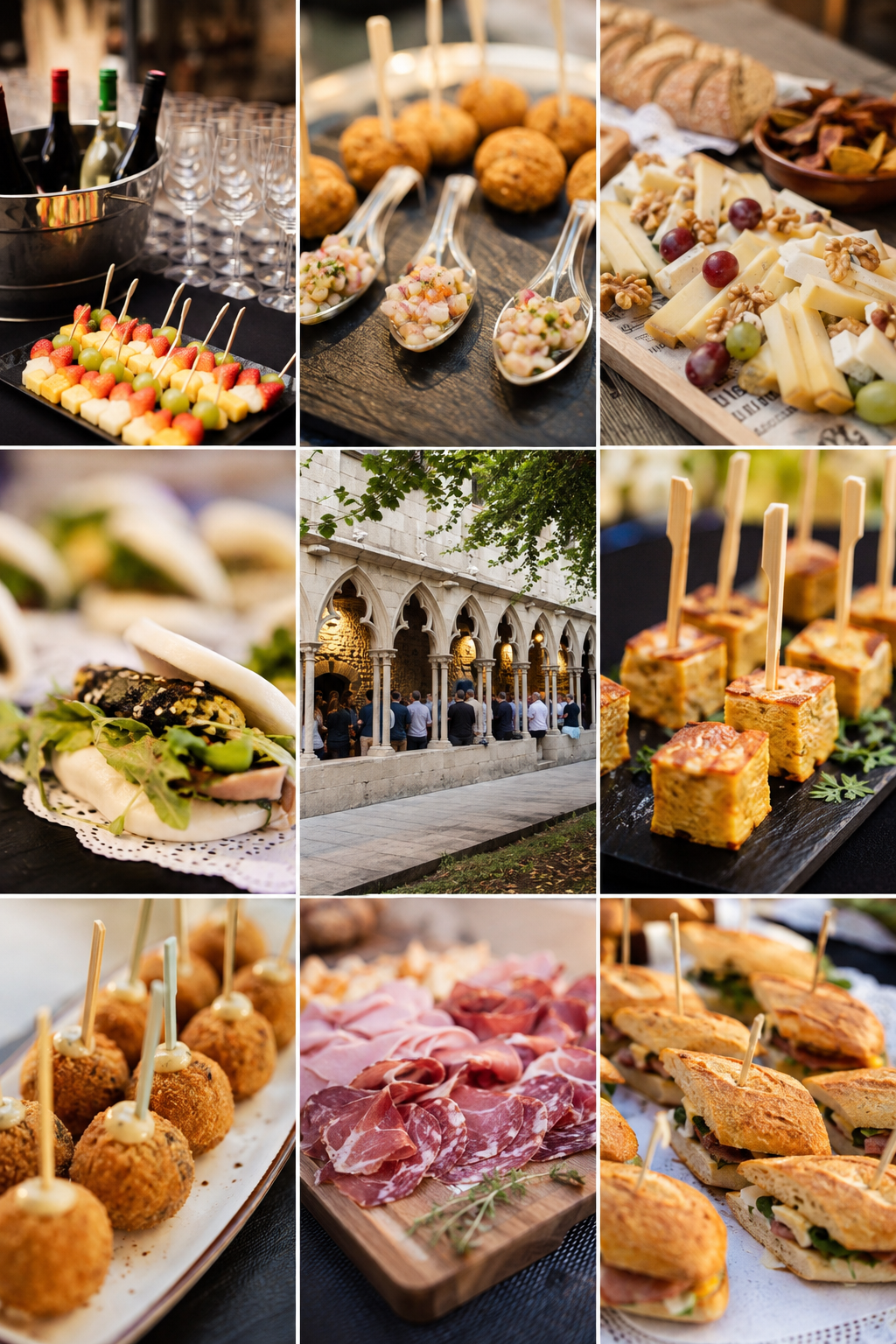 Selecció d'aperitius i canapès de càtering per a esdeveniments